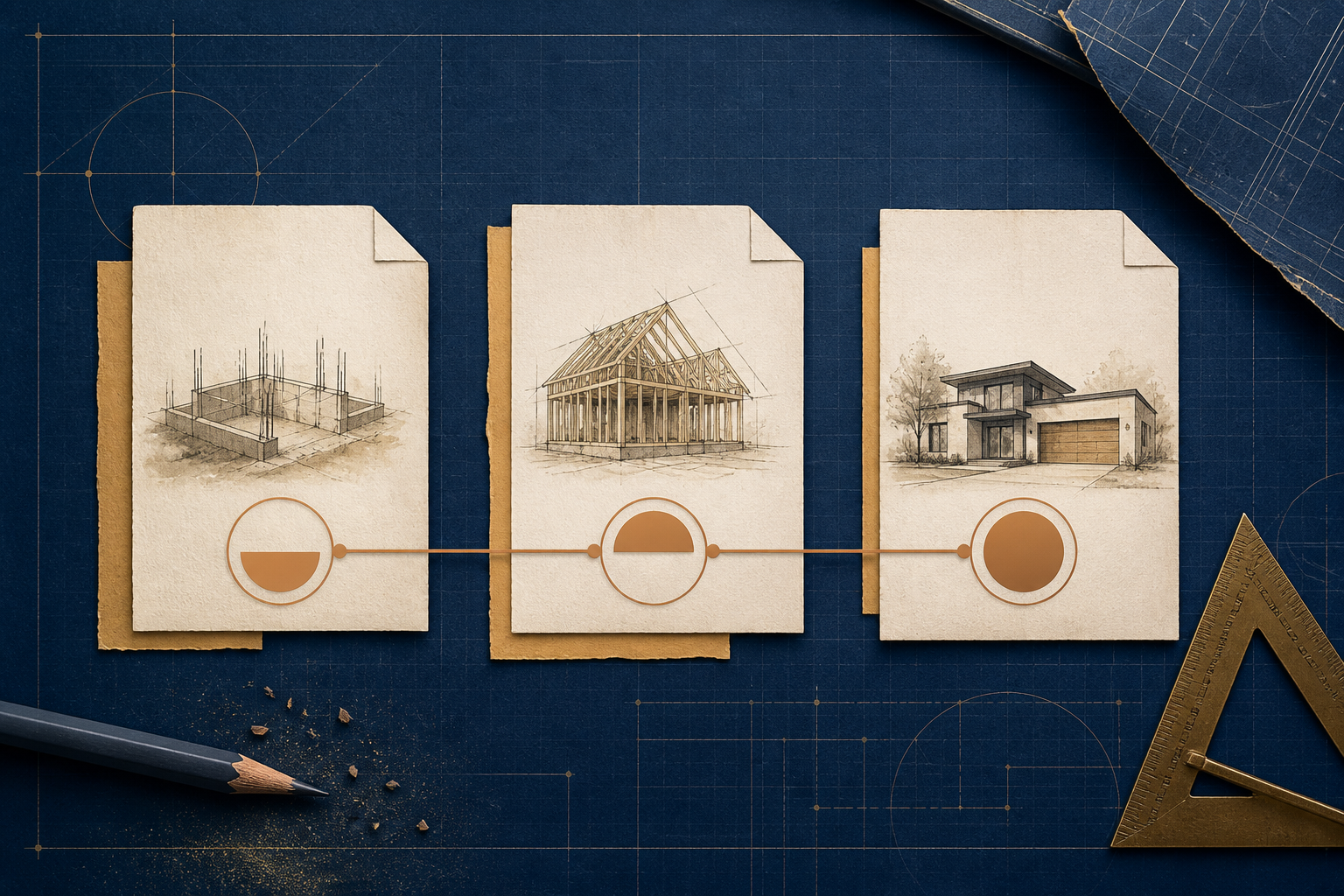Editorial illustration showing an initial deposit, job in progress and final balance